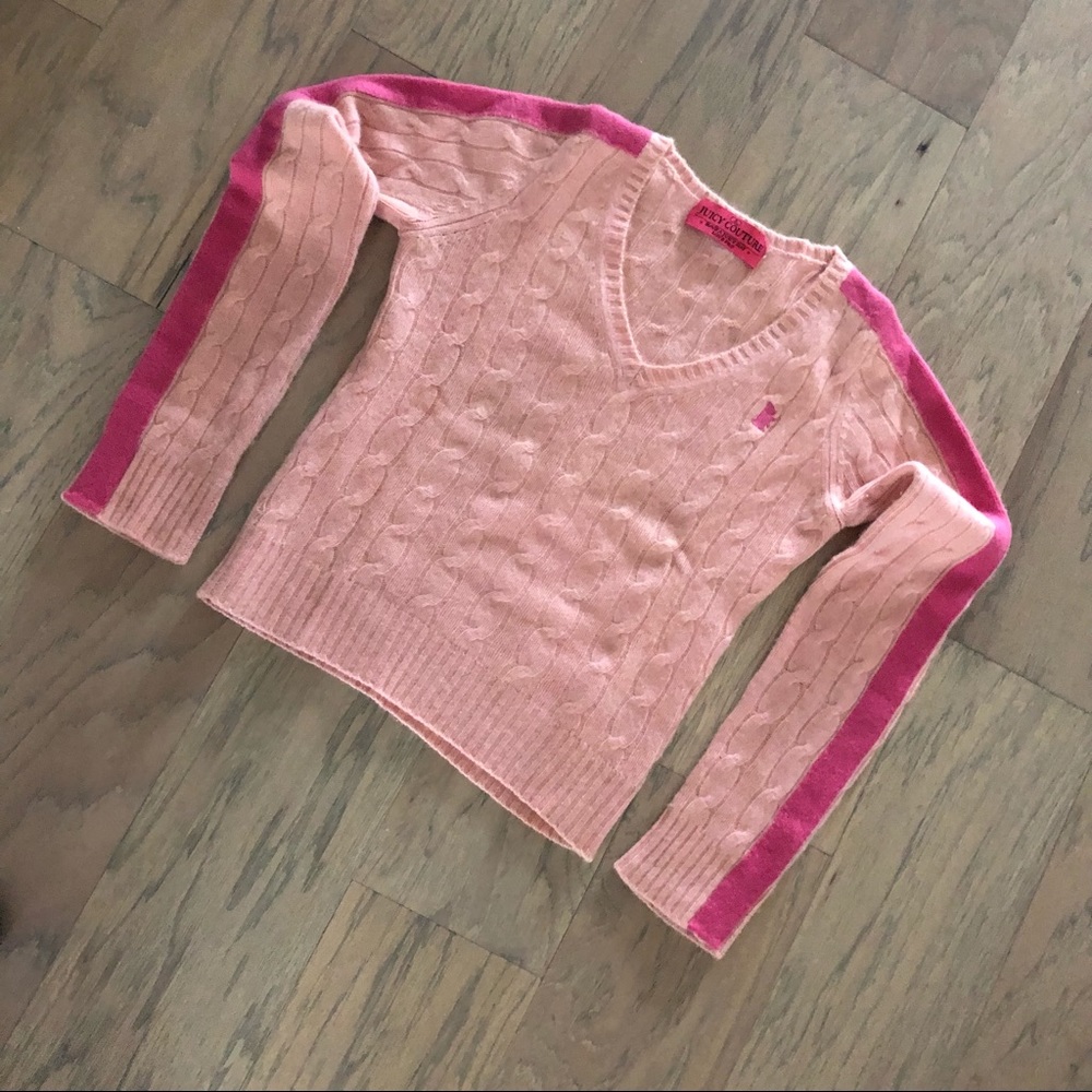 EUC Juicy Couture Cashmere Sweater Racing Stripes
